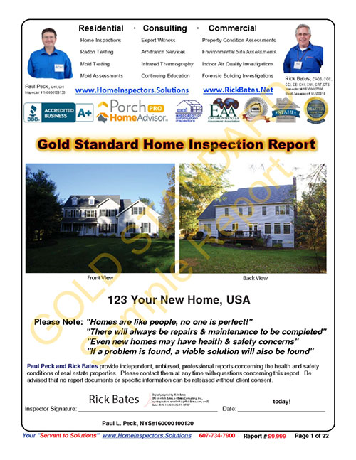 Sample Home inspection report - the Gold Standard