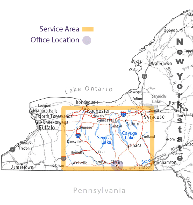 This is a map of the service area we cover in New York State for our home inspection business.